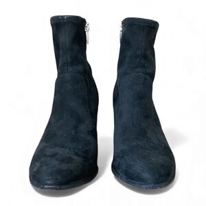 MARC FISHER Leave Black Faux Suede Ankle Boots Size 7.5 Minimalist Normcore